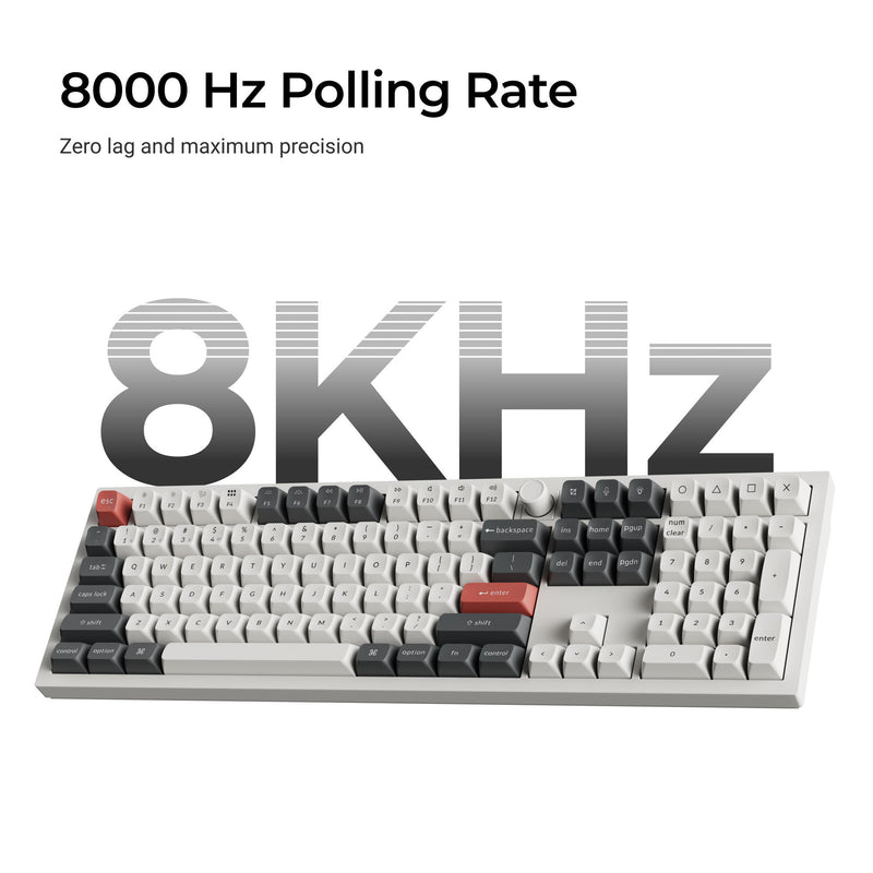 Load image into Gallery viewer, Keychron q6 ultra-m4 8k wireless custom mechanical keyboard (zwart, us lay-out (qwerty), silk pom banana, 100%, rgb, hot swap, 8k, 2.4 ghz bluetooth 5.2 usb-c)