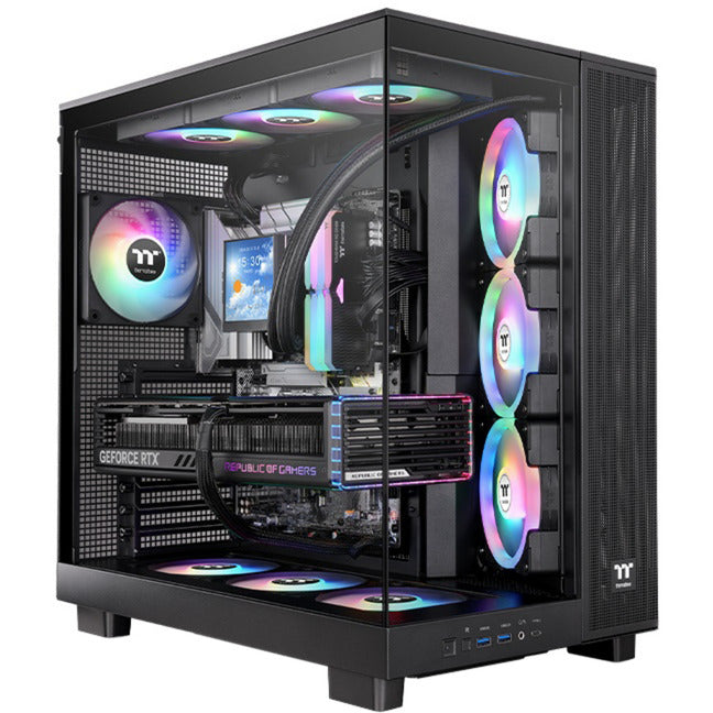 Load image into Gallery viewer, Thermaltake view 380 xl tg argb midi tower behuizing (zwart | 2x usb-a | 1x usb-c | rgb | tempered glass)