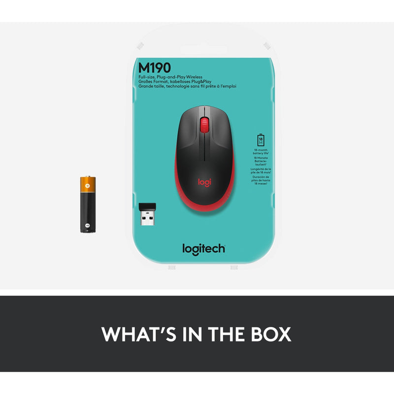Load image into Gallery viewer, Logitech m190 full-size wireless mouse (rood, 1000 dpi)