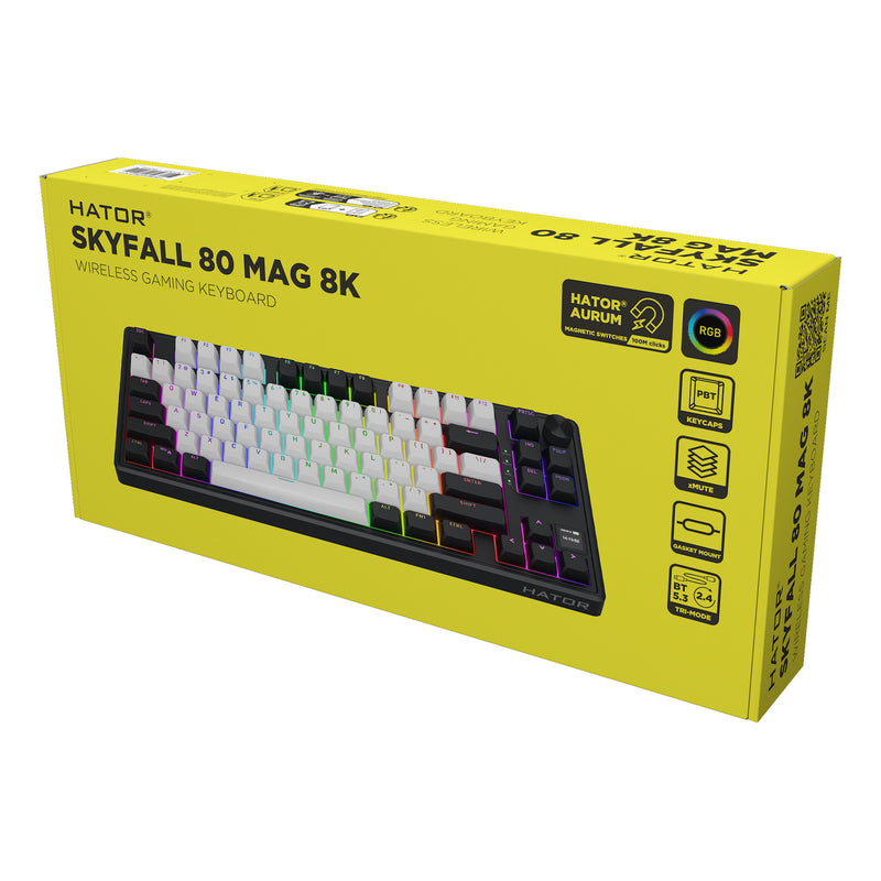 Load image into Gallery viewer, Hator skyfall mag ultima 8k wireless rgb mechanisch gaming toetsenbord (zwart, us lay-out (qwerty), hator aurum ice, 80% (tkl), rgb, double-shot pbt, hot-swap, 2.4ghz | bluetooth | usb-c)