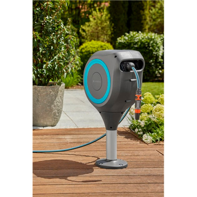 Load image into Gallery viewer, Gardena patio slangbox rollup slanghaspel (grijs turquoise, 20 meter, incl. reinigingsspuit)