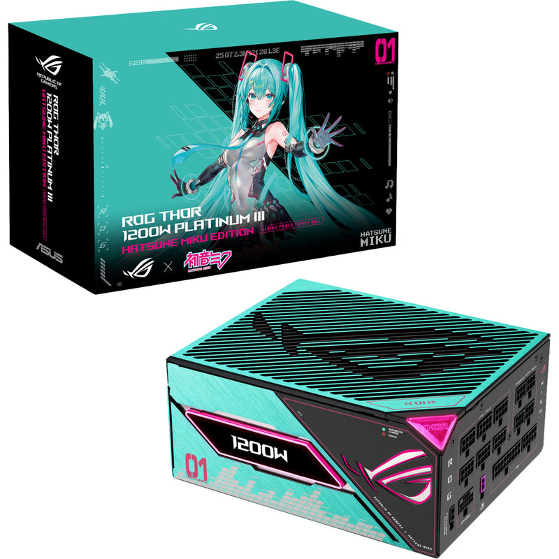 Load image into Gallery viewer, Asus rog thor platinum iii hatsune miku edition modulaire 1200 watt voeding (zwart, 1x 12v-2x6, 4x pcie)