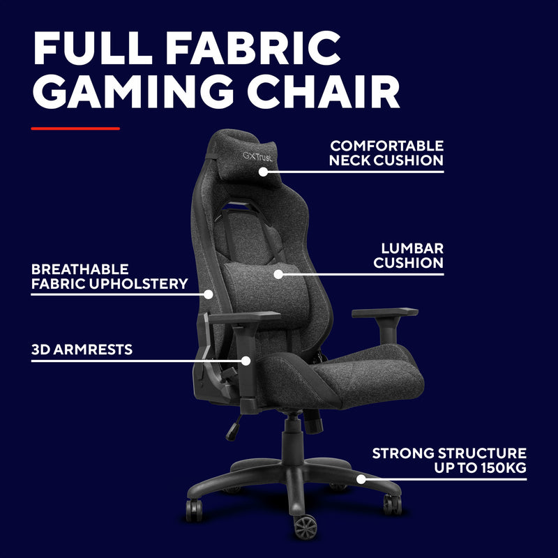 Load image into Gallery viewer, Trust gxt 723 ruya comfortabele stoffen gaming stoel (grijs)