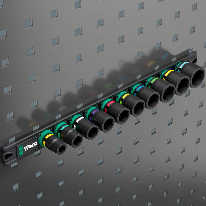Load image into Gallery viewer, Wera 9608 dop-magneetstrip b impaktor imperial 1 dopsleutel (zwart groen, 9‑delig)
