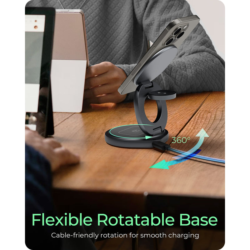 Load image into Gallery viewer, Icy box 3-in-1 opvouwbaar draadloos oplaadstation (antraciet, ib-sh101-ch)