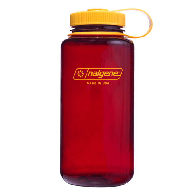 Load image into Gallery viewer, Nalgene wide mouth sustain water bottle, 1 liter drinkfles (donkerrood geel)