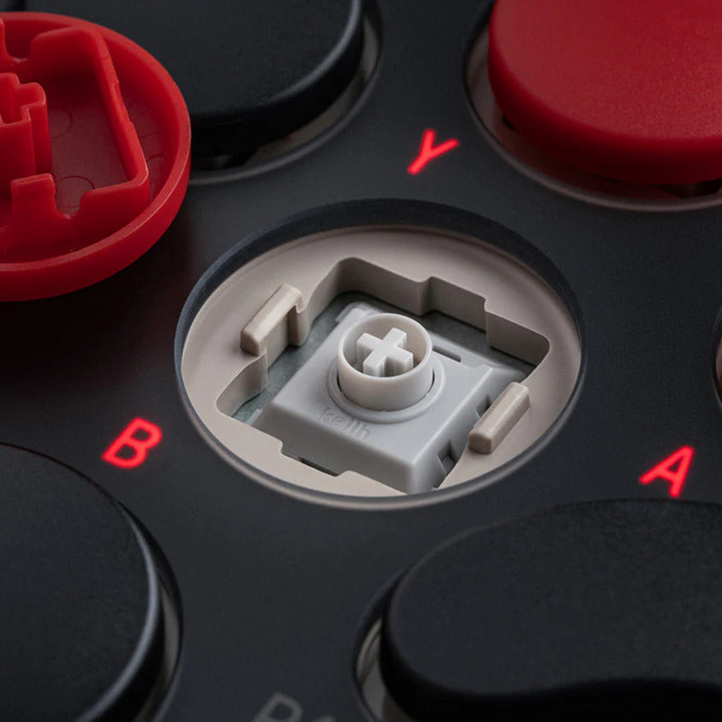 Afbeelding laden in galerijviewer, 8bitdo arcade controller (grijs rood, 2.4 ghz bluetooth usb, nintendo switch 1 + 2, pc)