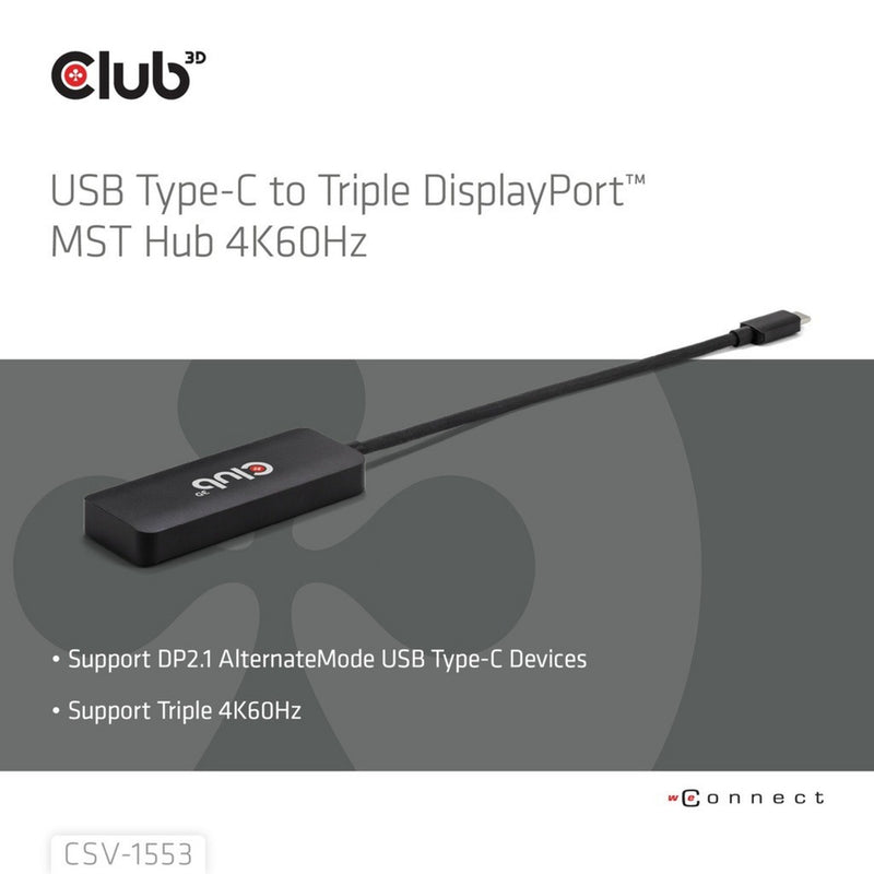 Afbeelding laden in galerijviewer, Club 3d usb-c naar triple displayport mst hub (zwart, 4k60hz)