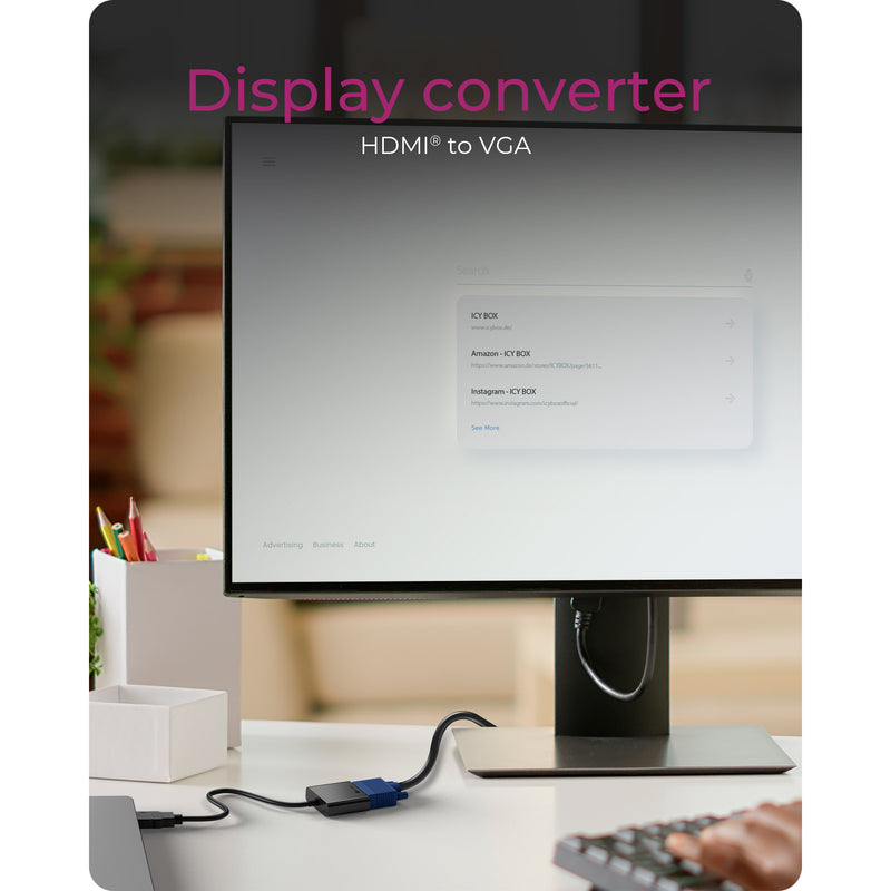 Load image into Gallery viewer, Icy box ib-ac502a hdmi naar vga adapter (zwart)