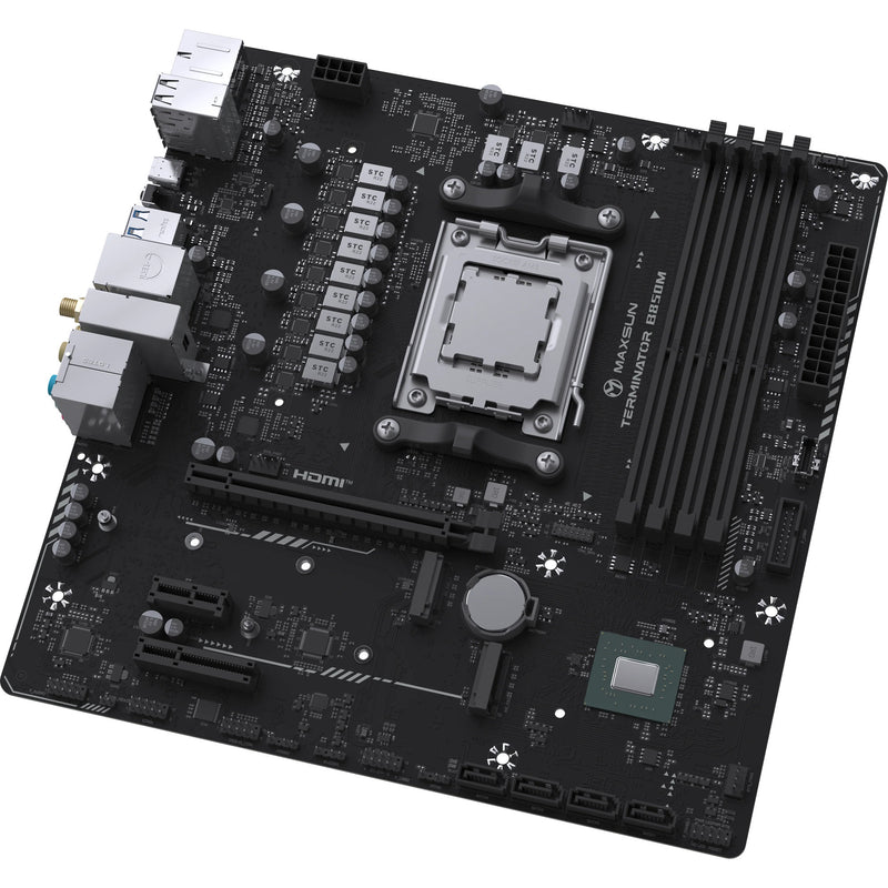 Afbeelding laden in galerijviewer, Maxsun ms-terminator b850m wifi socket am5 moederbord (zwart, raid, 2.5 gb-lan, wlan, bt, sound, µatx)