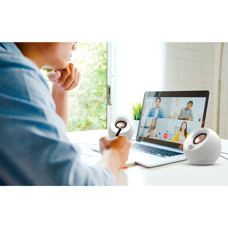 Load image into Gallery viewer, Creative pebble v3 pc-luidspreker (wit, bluetooth, usb-c, aux)