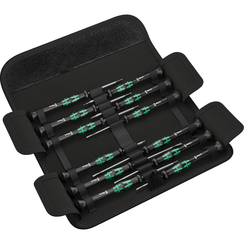 Load image into Gallery viewer, Wera kraftform 12sb1 micro-schroevendraaierset (zwart groen, voor elektrische apparaten)