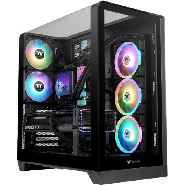 Load image into Gallery viewer, Thermaltake view 390 tg midi tower behuizing (zwart | 2x usb-a | 1x usb-c | tempered glass)