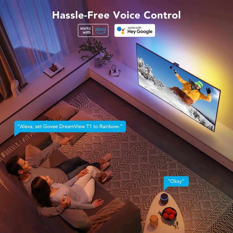 Afbeelding laden in galerijviewer, Govee h6199 dreamview t1 tv achtergrondverlichting sfeerverlichting (5 meter, rgbic, wifi, bluetooth, voor 75 - 85 inch tv's)
