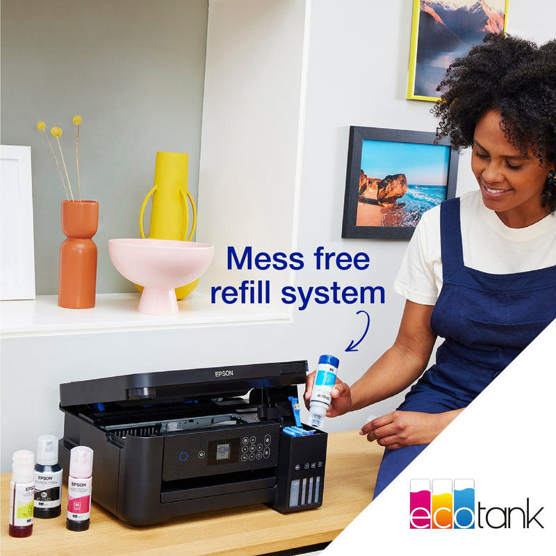 Afbeelding laden in galerijviewer, Epson ecotank et-2850 a4 multifunctionele wi-fi-printer met inkttank all-in-one inkjetprinter (zwart, scannen, kopiëren, wi-fi, inclusief tot 3 jaar inkt)
