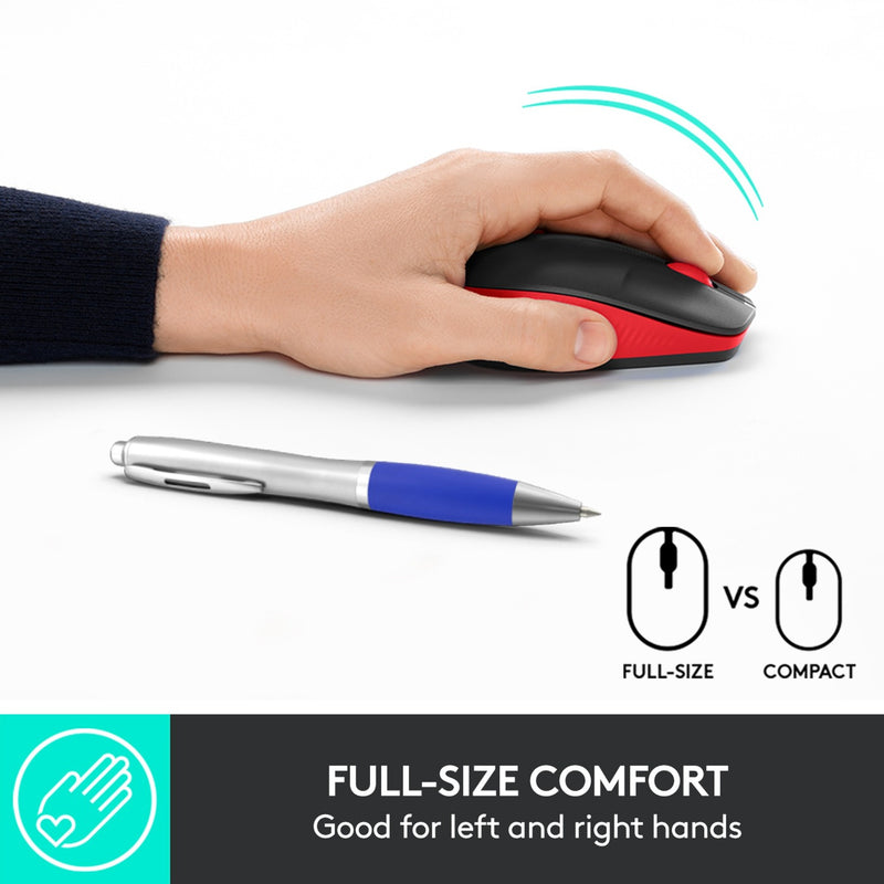 Load image into Gallery viewer, Logitech m190 full-size wireless mouse (rood, 1000 dpi)