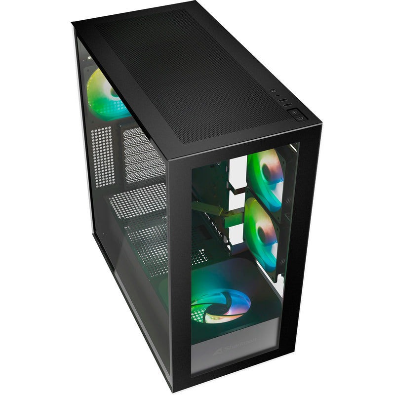 Load image into Gallery viewer, Sharkoon rebel c60 rgb midi tower behuizing (zwart | 2x usb-a | 1x usb-c | rgb | tempered glass)