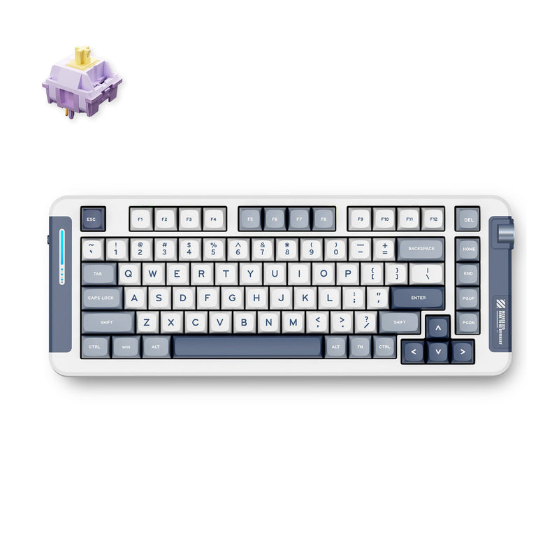 Afbeelding laden in galerijviewer, Mchose x75 navy blue hyacinth wireless gasket mount mechanical rgb toetsenbord (wit, us lay-out (qwerty), ktt hyacinth, 75%, rgb, hot swap, double-shot pbt, draadloos | bluetooth | usb-c)