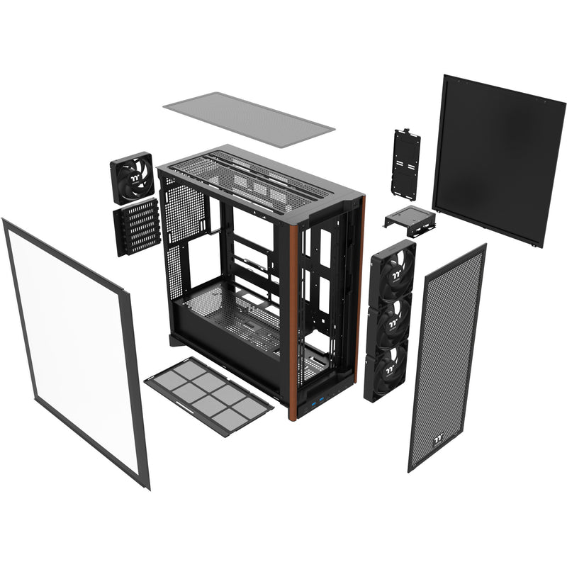 Load image into Gallery viewer, Thermaltake s370 ws midi tower behuizing (zwart | 2x usb-a | 1x usb-c | tempered glass)