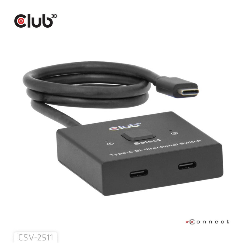 Afbeelding laden in galerijviewer, Club 3d usb-c bi-directional video + data + pd switch usb-switch (zwart)