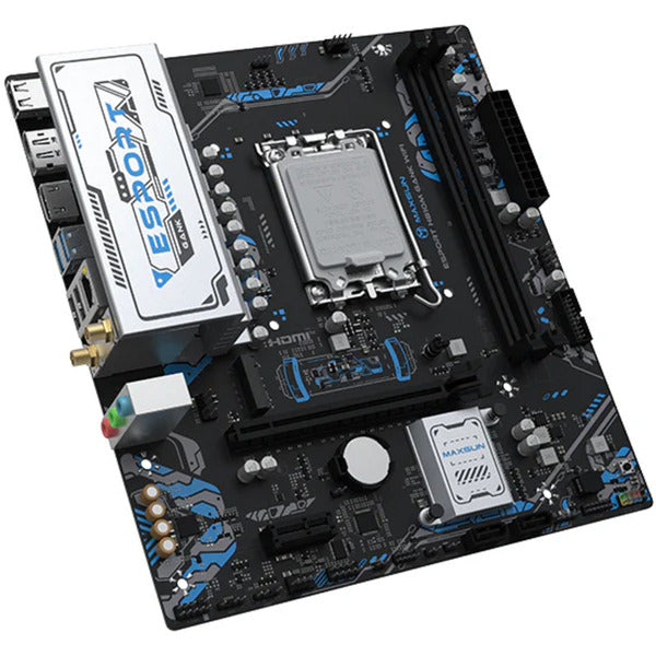 Afbeelding laden in galerijviewer, Maxsun ms-esport-h810m gank wifi socket 1851 moederbord (zwart, gb-lan, wlan, bt, sound, µatx)