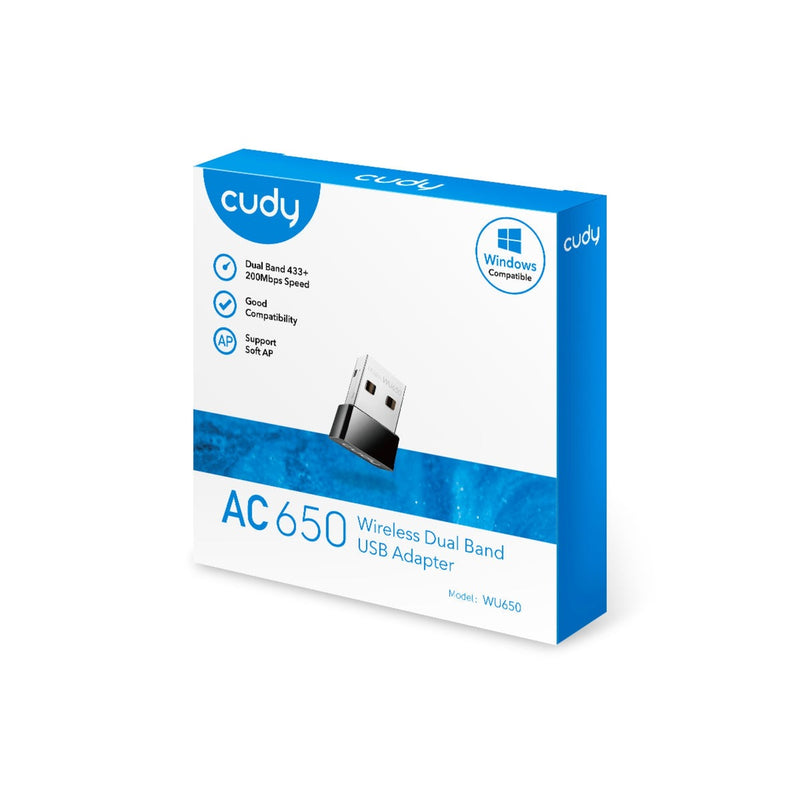 Load image into Gallery viewer, Cudy ac650 wireless dual band mini usb wlan adapter (zwart)