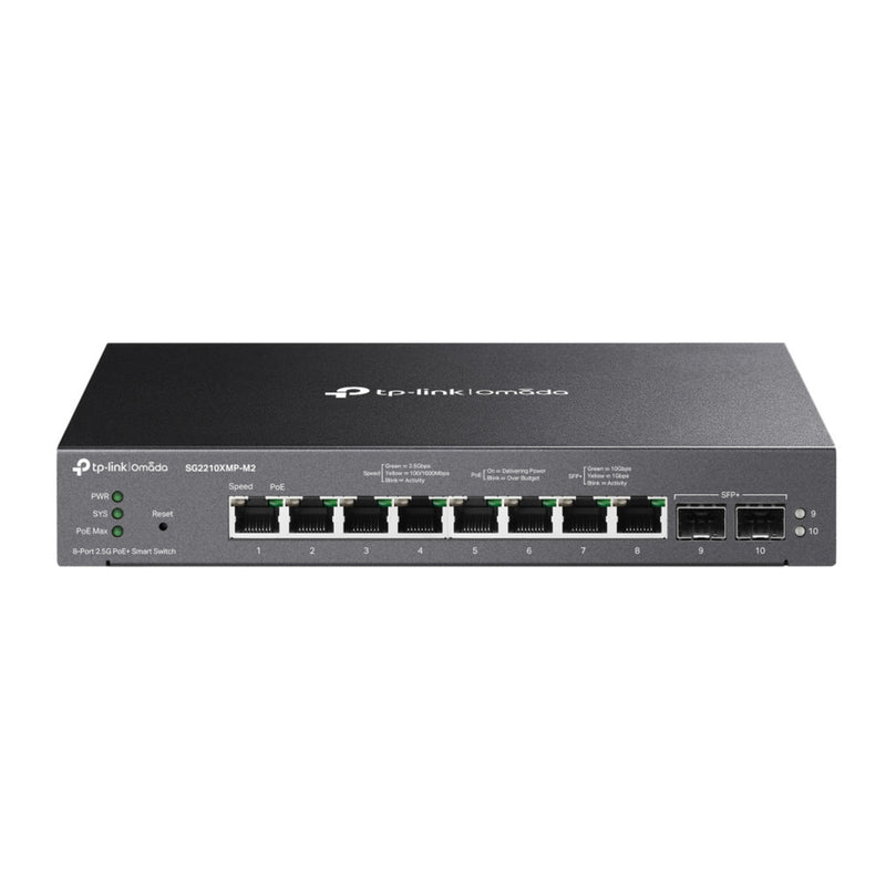 Load image into Gallery viewer, Tp-link omada sg2210xmp-m2 8-poorts 2.5gbase-t smart switch (zwart, 8x poe+, 2x 10ge sfp+)