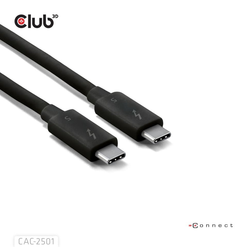 Afbeelding laden in galerijviewer, Club 3d thunderbolt 5 gecertificeerde 8k240hz kabel (zwart, data 80 120 gbps, epr 240 watt,1 meter)