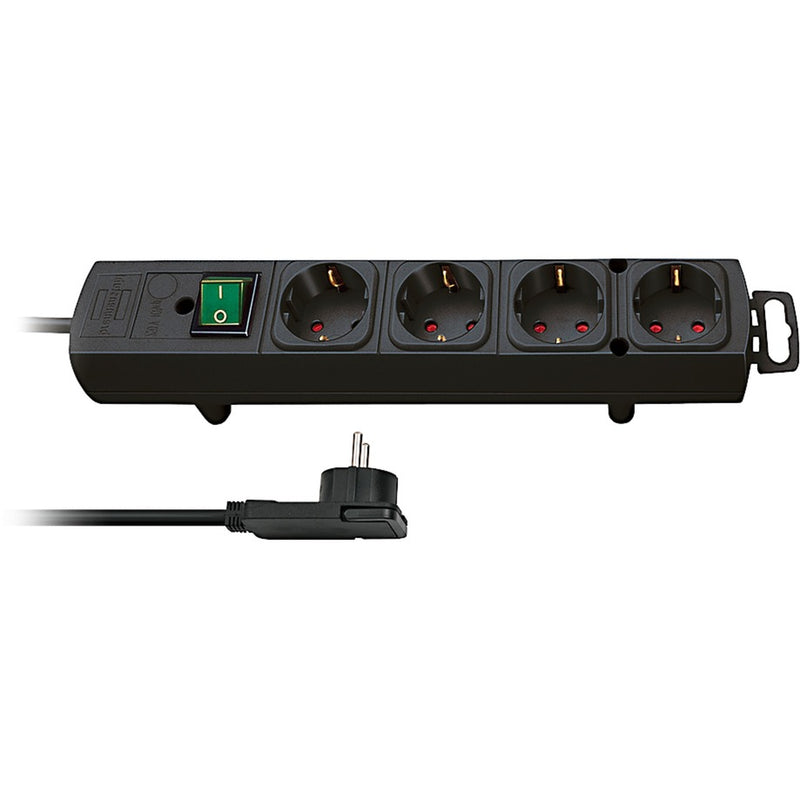 Load image into Gallery viewer, Brennenstuhl comfort-line plus, 4-voudig stekkerdoos (zwart, met platte stekker, 2m h05vv-f 3g1,5)