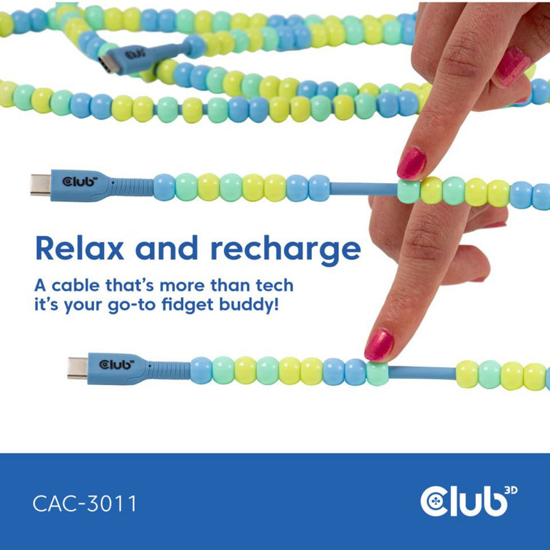 Afbeelding laden in galerijviewer, Club 3d usb-c beaded cable blue, 2 meter kabel (blauw)