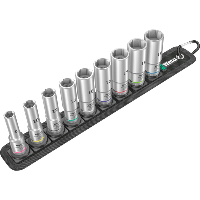 Load image into Gallery viewer, Wera belt b deep 1 doppen set, met 3 8 -aandrijving, 9‑delig dopsleutel (zwart)