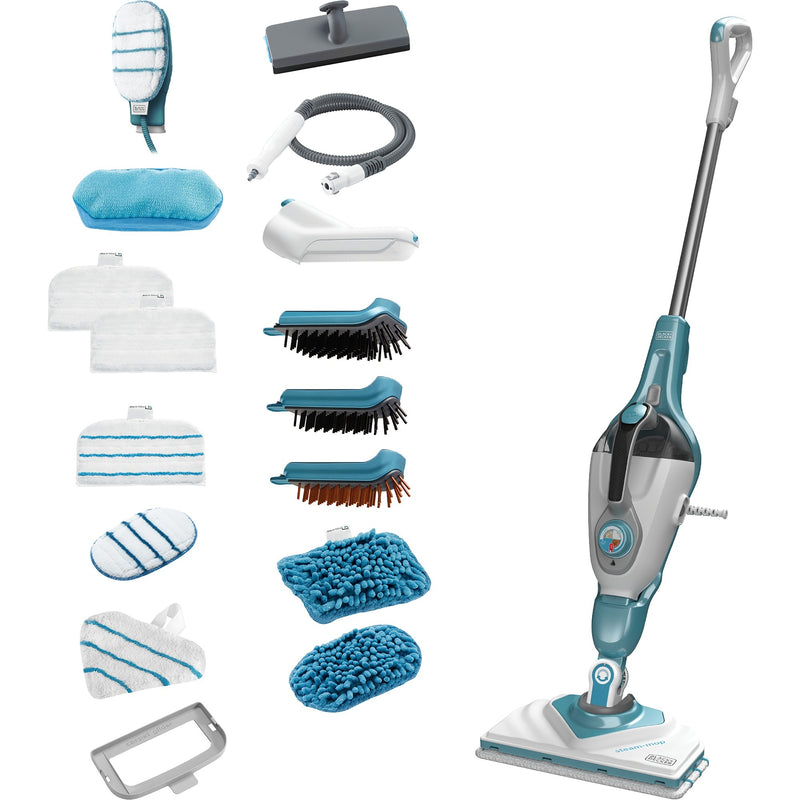 Afbeelding laden in galerijviewer, Black+decker 1600w steam-mop bhsm1615dam-qs stoomreiniger (wit blauw, incl. steamitt, deltavoet en 17 accessoires)