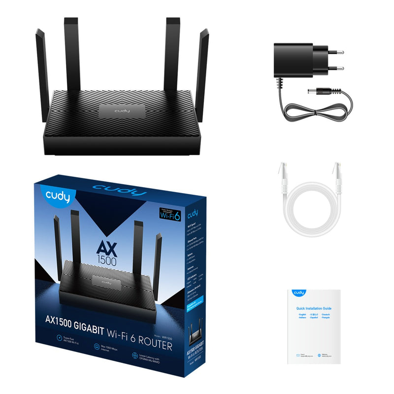 Load image into Gallery viewer, Cudy ax1500 gigabit wi-fi 6 router (zwart, app)