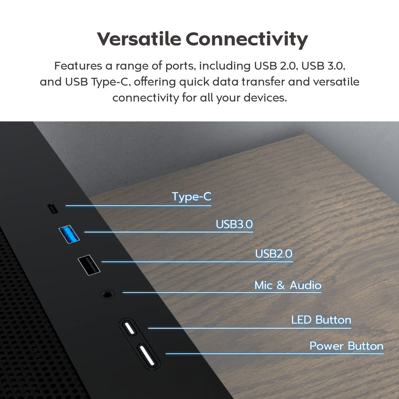 Load image into Gallery viewer, Montech x5m midi tower behuizing (zwart | 2x usb-a | 1x usb-c | rgb | tempered glass)