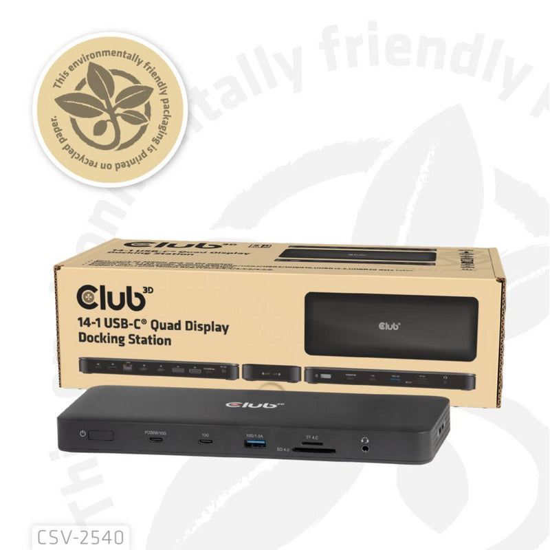 Afbeelding laden in galerijviewer, Club 3d 14-1 usb-c quad display dockingstation (zwart)