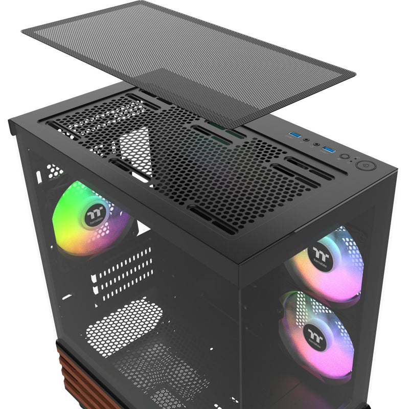 Load image into Gallery viewer, Thermaltake view 170 ws argb mini tower behuizing (zwart houtkleur | 2x usb-a | rgb | window)