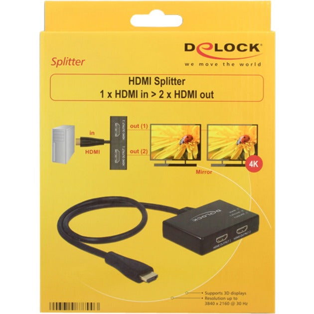 Load image into Gallery viewer, Delock 1x hdmi in > 2x hdmi out hdmi splitter (zwart, 60 centimeter, 4k)