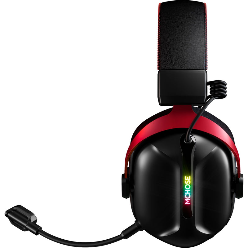 Afbeelding laden in galerijviewer, Mchose s9 pro wireless over-ear gaming headset (zwart rood, pc laptop playstation switch smartphone, 2.4g bluetooth wired type-c )