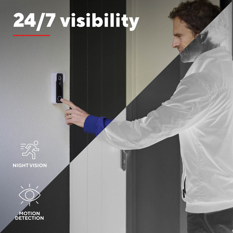 Load image into Gallery viewer, Trust doorcam-3000 slimme wifi deurbelcamera (wit zwart, 2.4 ghz wifi)