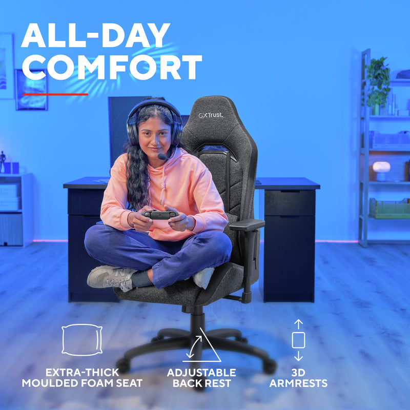 Load image into Gallery viewer, Trust gxt 723 ruya comfortabele stoffen gaming stoel (grijs)