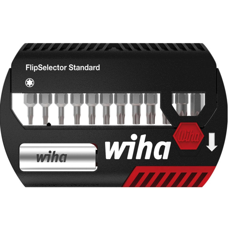 Load image into Gallery viewer, Wiha bitset flipselector standard 25 mm (zwart rood, torx® 13-delig 1 4 c6,3 met riemclip)