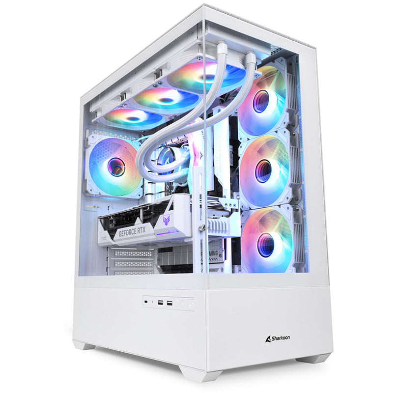 Load image into Gallery viewer, Sharkoon ak6 rgb midi tower behuizing (wit | 2x usb-a | 1x usb-c | rgb | tempered glass)