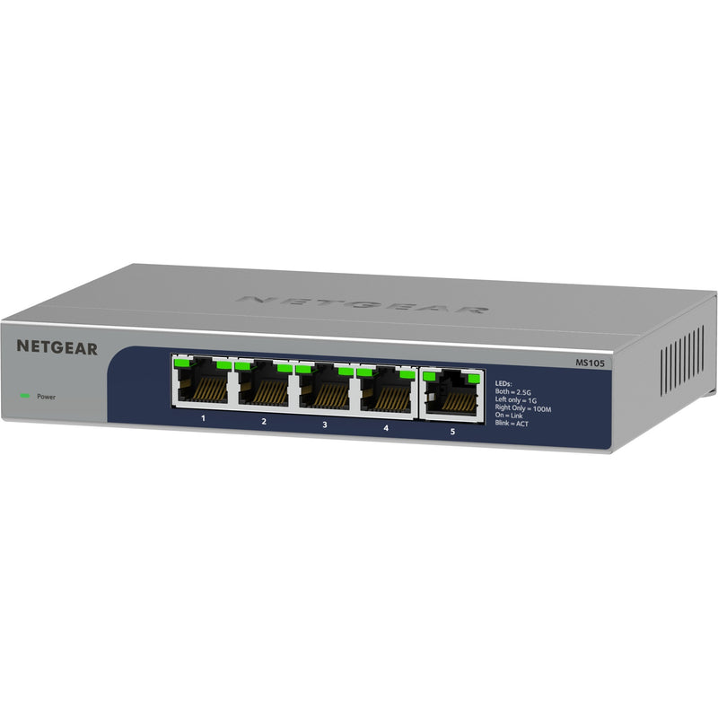 Load image into Gallery viewer, Netgear 5-poorts multi-gigabit 2,5g ethernet unmanaged switch, ms105 (grijs)