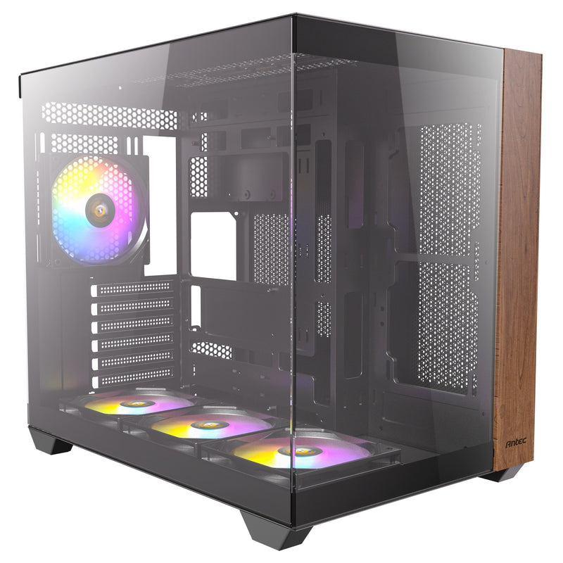 Load image into Gallery viewer, Antec cx800 wood argb midi tower behuizing (zwart houtkleur | 1x usb-a | 1x usb-c | tempered glass)