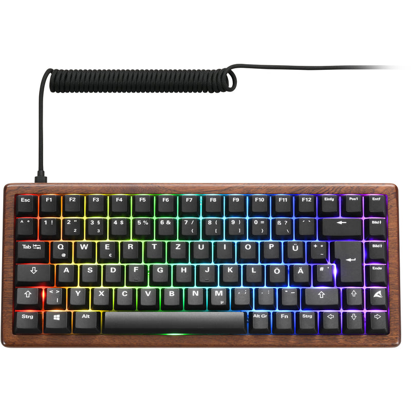 Load image into Gallery viewer, Sharkoon skiller sgk50 s3 wood pbt rgb mechanisch gaming toetsenbord (houtkleur, us lay-out (qwerty), gateron g pro 3.0 yellow, 75%, rgb leds)