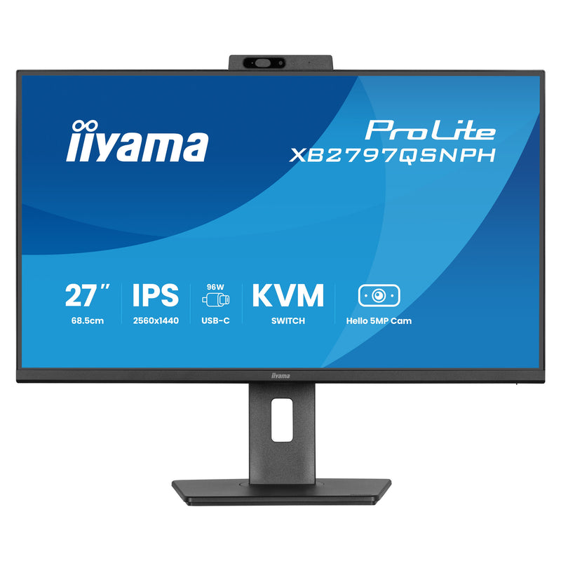 Load image into Gallery viewer, Iiyama prolite xb2797qsnph-b1 27 monitor (zwart, hdmi, displayport, usb-c, lan, audio, webcam)