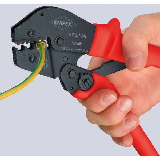 Load image into Gallery viewer, Knipex krimptang 97 52 06 (rood zwart, ovale krimp, openingsveer)