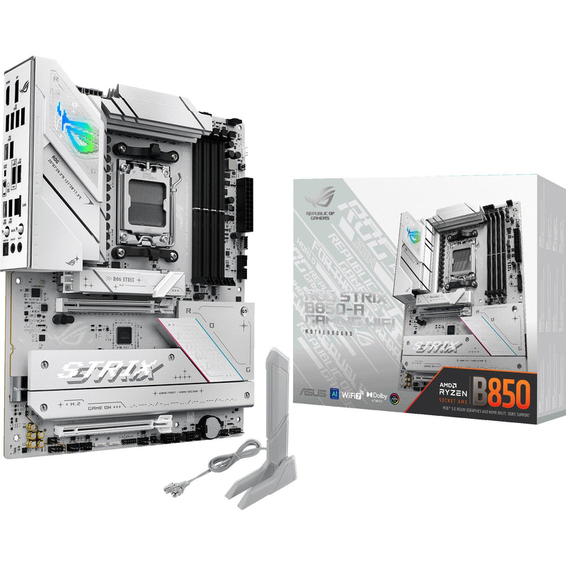 Load image into Gallery viewer, Asus rog strix b850-a gaming wifi socket am5 moederbord (wit, 2.5gb-lan, wi-fi 7, bt, sound, atx)