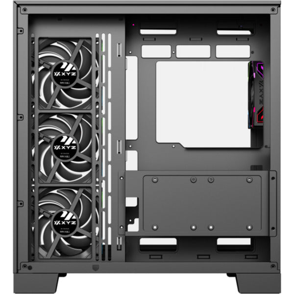 Afbeelding laden in galerijviewer, Xyz pc gear tesseract a-rgb midi tower behuizing (zwart | 2x usb-a | 1x usb-c | rgb | tempered glass)