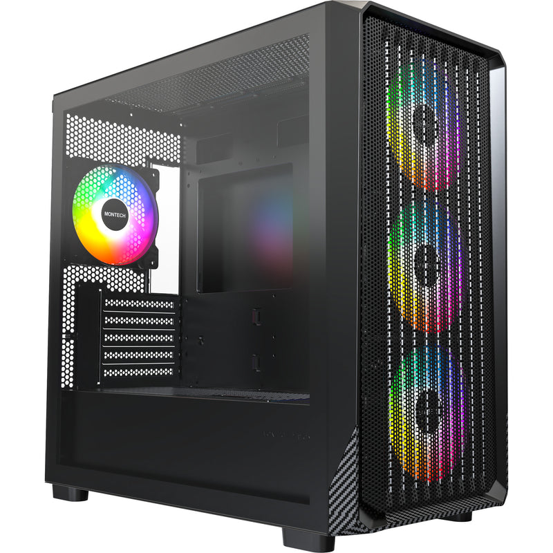Load image into Gallery viewer, Montech x5m midi tower behuizing (zwart | 2x usb-a | 1x usb-c | rgb | tempered glass)